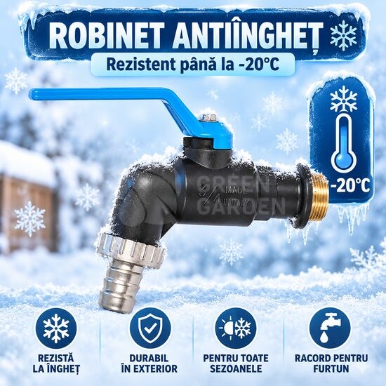 Robinet antiîngheț pentru exterior, cu portfurtun, -20°C / +60°C