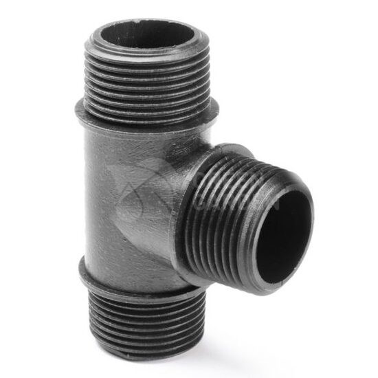 Teu filetat exterior Irritec PN10 din polietilenă – 3 ieșiri filet exterior